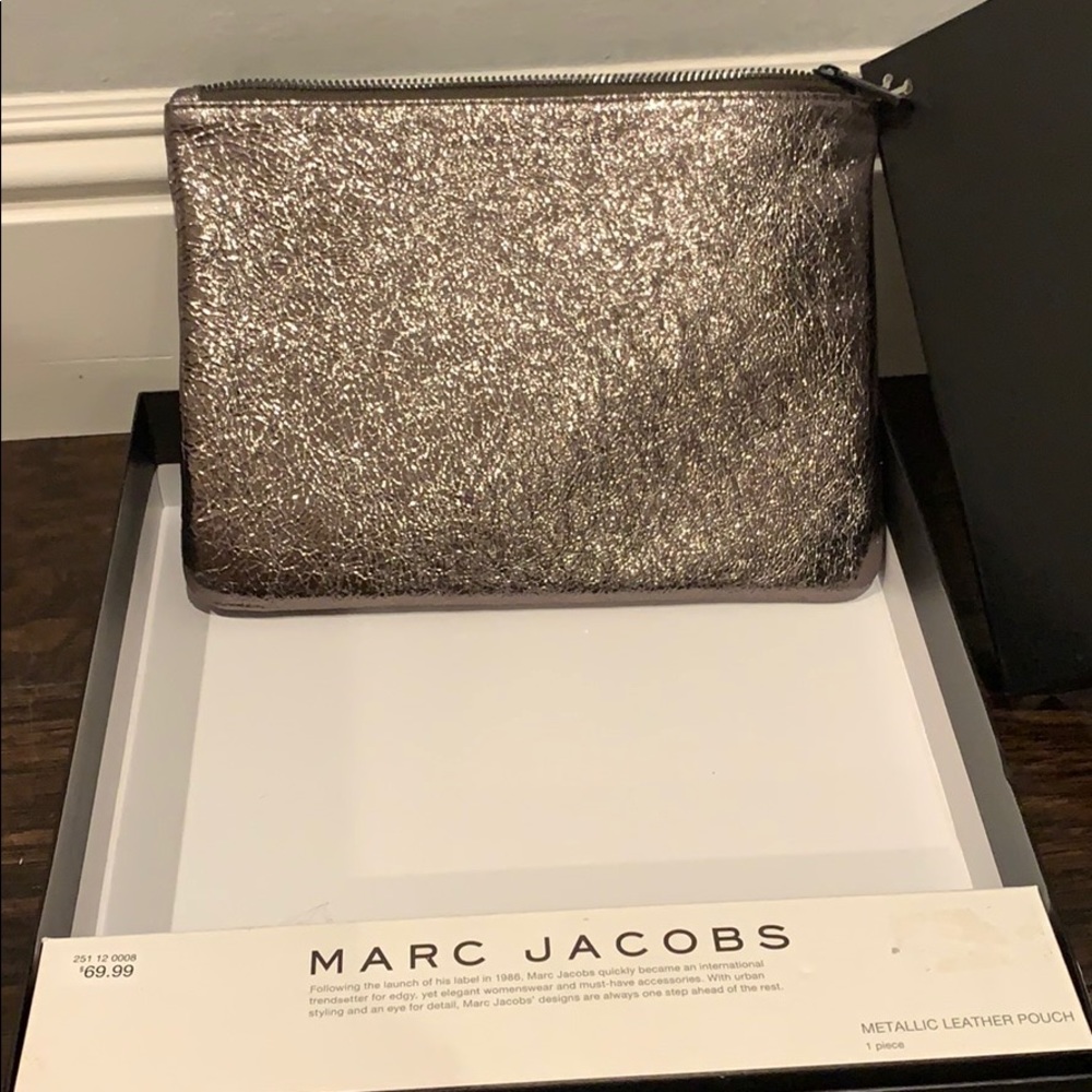 Brand New Marc Jacobs metallic leather pouch